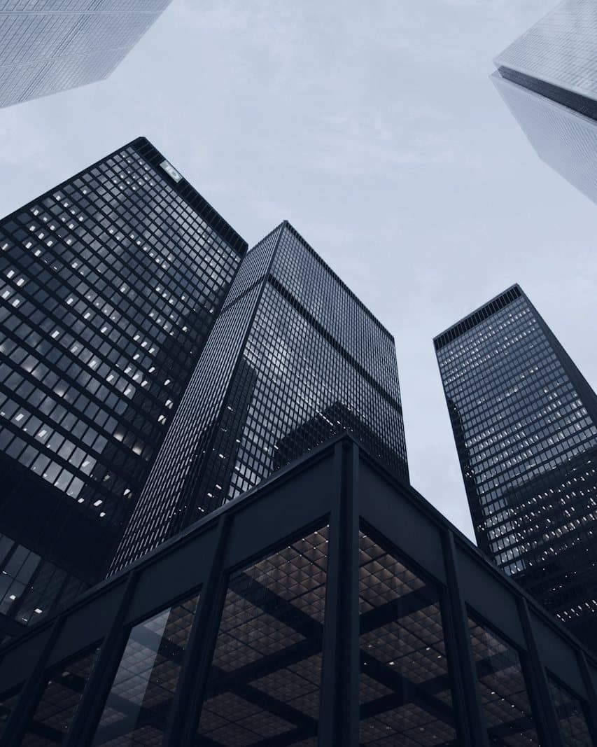 Modern financial-district glass towers